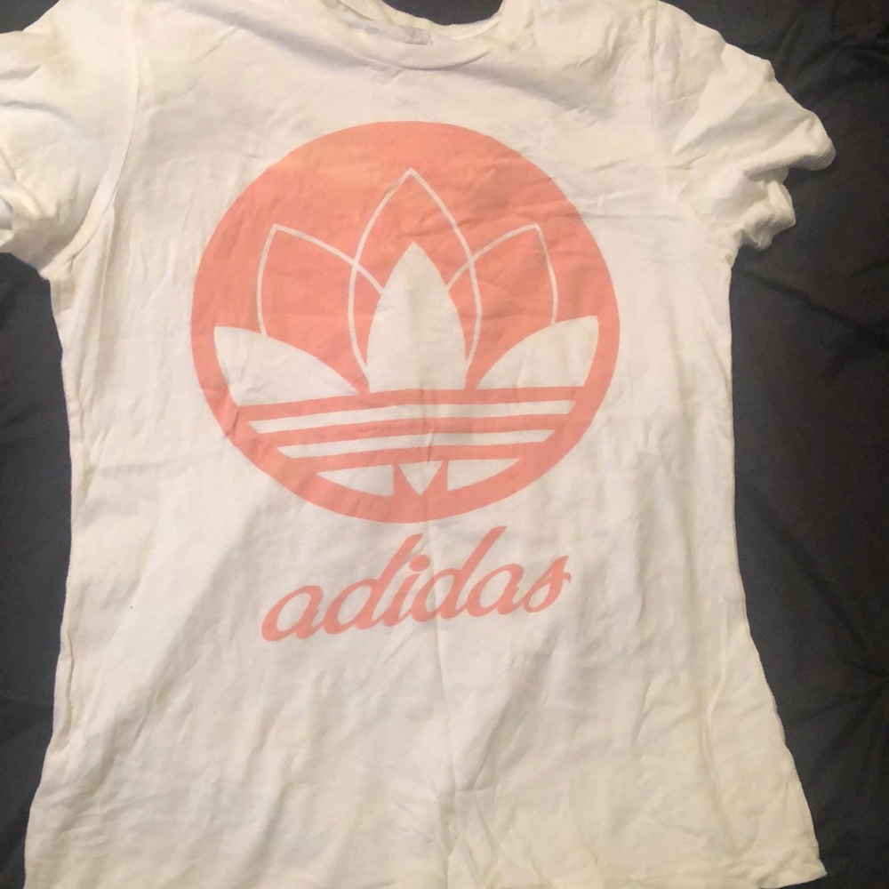 White and pink adidas shirt